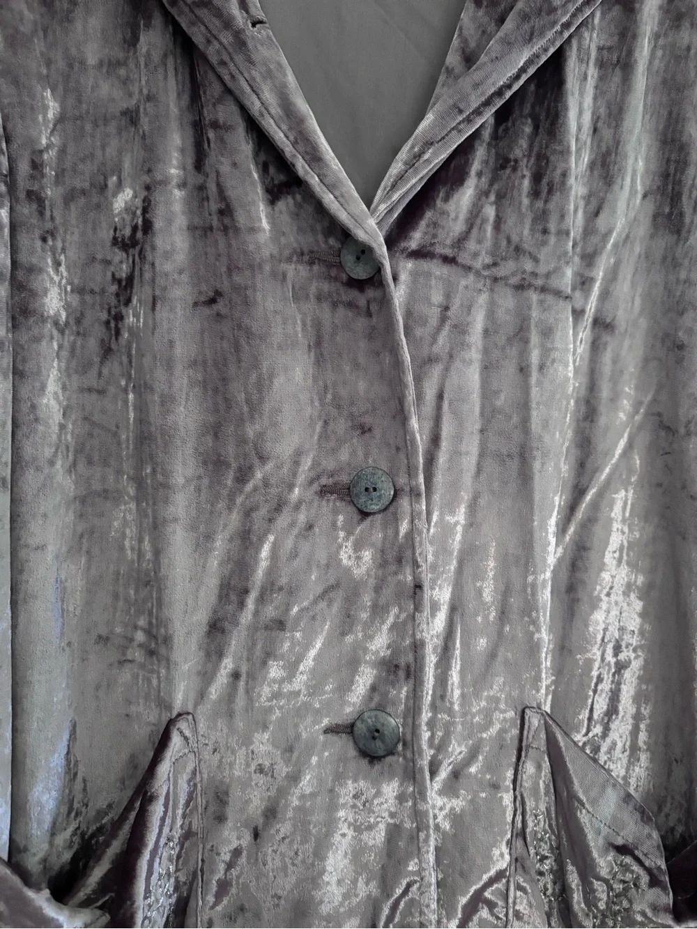 Free People Very RARE Crushed Velvet Pajama Set - Lilac Silver Gray - Picture 9 of 16